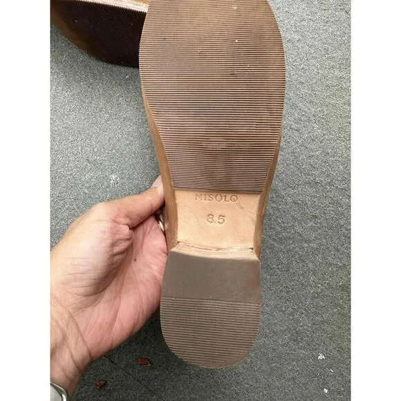 Nisolo Womens Mule Shoes Size 8.5 Brown Leather Chunky Heel Closed Toe - Picture 4 of 7